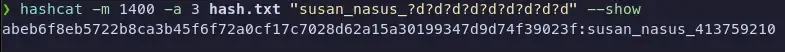 hashcat cracked password